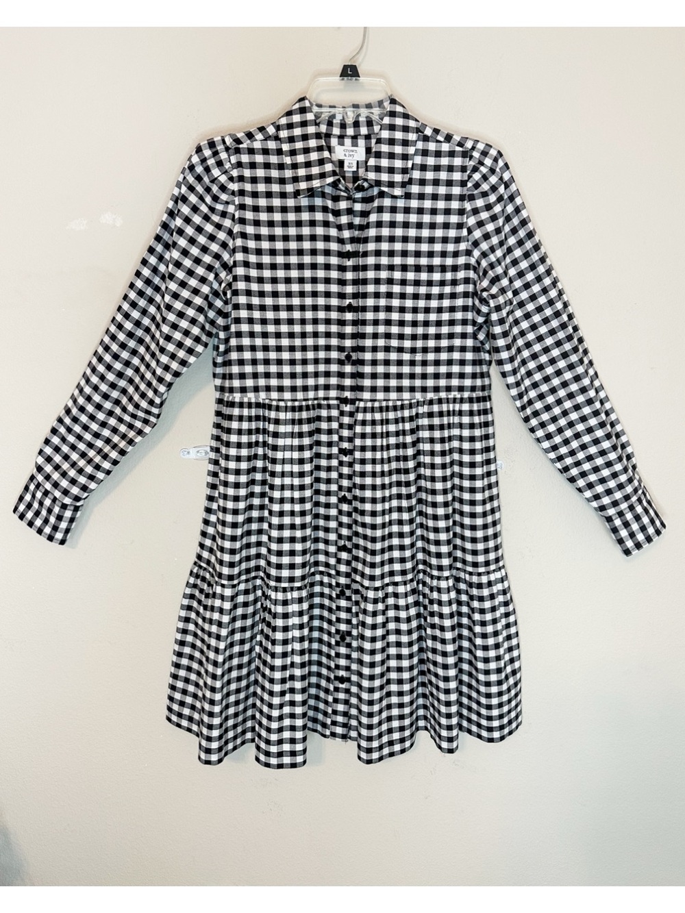 Crown and Ivy Black and White Gingham Shirt Dress with Pockets- size XS - Picture 4 of 12